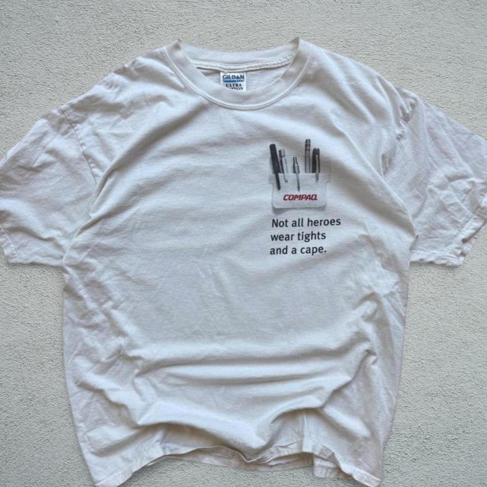 Vintage 90s Compaq White Graphic T-Shirt XL Gildan
